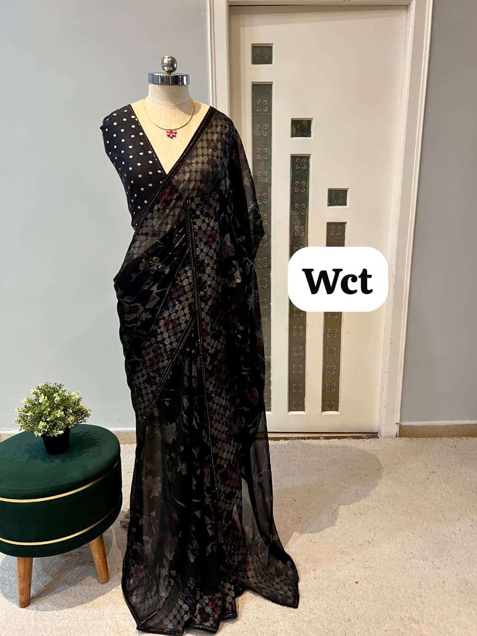  Boutique collection Designed Pure georgette fancy fabric with flower print on saree best rate anjali 